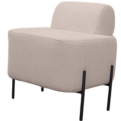 Puff Estofado Virginia Decorativo Tecido Boucle Cor Branco
