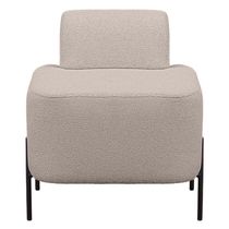 Puff Estofado Virginia Decorativo Tecido Boucle Cor Branco