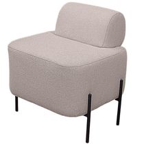 Puff Estofado Virginia Decorativo Tecido Boucle Cor Branco