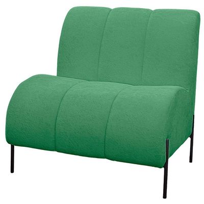 Namoradeira Marselha Pés De Ferro Para Sala Hotel Tecido Boucle Cor Verde Esmeralda