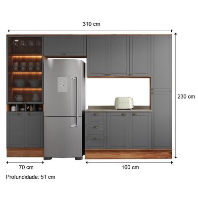 Cozinha Completa Milla Ultra Armário E Balcão Nog-cinza Carraro