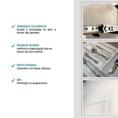 Cozinha Completa Milla Pop 100% Mdf Armário E Balcão Branco Carraro