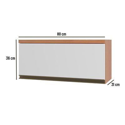 Armário Bárbara 800mm 1 Porta Basculante Freijó/branco