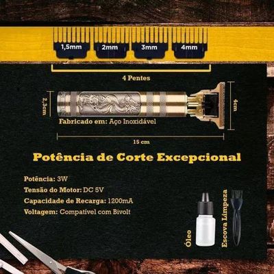 Aparador De Pelo T9 Dragão Dourado 110v-240v