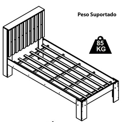 Cama Solteiro Cabeceira Ripada 108x206cm Branco Mel Proddy