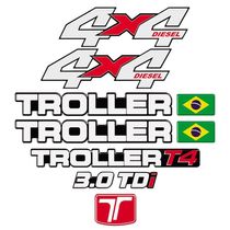 Kit Adesivos Emblema Troller T4 4x4 Diesel 3.0 Tdi 2010 Completo Carro Azul Trl09 Preto