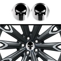 Kit 4 Emblema Justiceiro Logo Preta Fundo Cromo 48 Mm Cromo