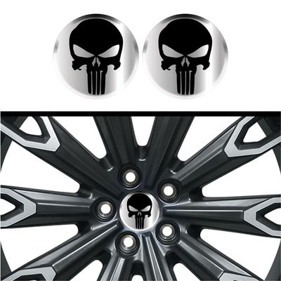 Kit 4 Emblema Justiceiro Logo Preta Fundo Cromo 48 Mm Cromo