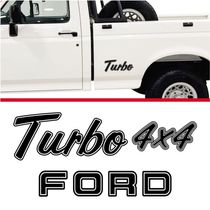 Kit Emblema Adesivo Ford F1000 Turbo 4x4 Em Preto F10001 Preto