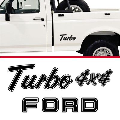 Kit Emblema Adesivo Ford F1000 Turbo 4x4 Em Preto F10001 Preto
