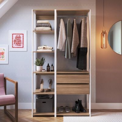Kit Guarda Roupa Closet 02 Pecas 183x100cm Branco Montana Proddy
