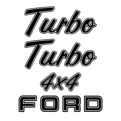 Kit Emblema Adesivo Ford F1000 Turbo 4x4 Em Preto F10001 Preto