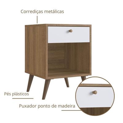 Mesa Cabeceira 01 Gaveta 40cm Proddy Mel Branco