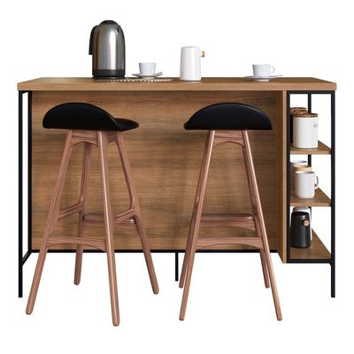 Mesa Ilha Gourmet 131 Cm 2 Portas P1035 Grafite Mell Pp Milani Store