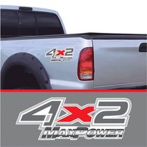 Par Adesivo Emblema Lateral Caçamba Ford F250 4x2 Maxpower Cinza