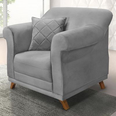 Poltrona Decorativa Retro Polo Com Almofada Veludo 2938 Ezz 2938