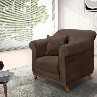 Poltrona Decorativa Retro Polo Com Almofada Veludo 2231 Ezz 2231