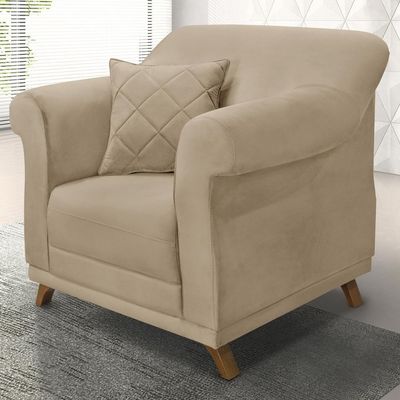Poltrona Decorativa Retro Polo Com Almofada Suede 1101 Ezz 1101