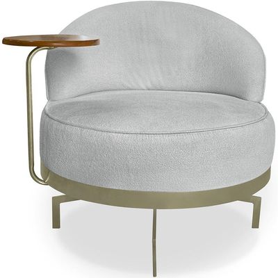 Poltrona Giratoria Glamour 704 Organica Linho Boucle 3302 Ezz 3302