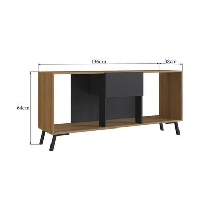 Rack Tv 50 Polegadas 01 Gaveta 136cm Preto Mel Proddy Preto Mel