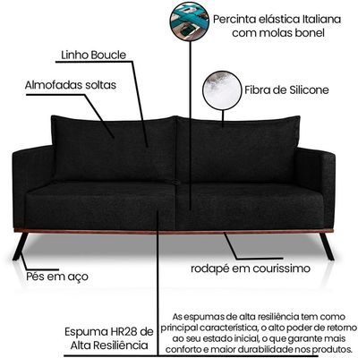 Sofa Aya 2 Lugares Para Sala De Estar 180cm Boucle 3304 Ezz 3304