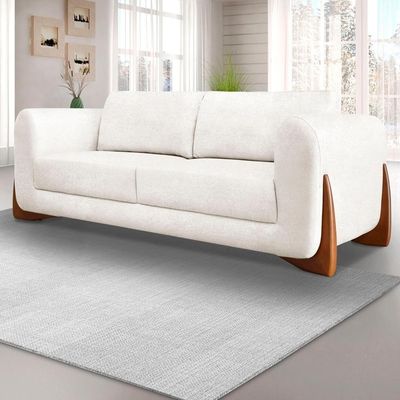 Sofa Jolie 3 Lugares 220cm Pes Boomerang Linho Boucle 3300 Ezz 3300