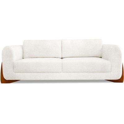 Sofa Jolie 3 Lugares 220cm Pes Boomerang Linho Boucle 3300 Ezz 3300