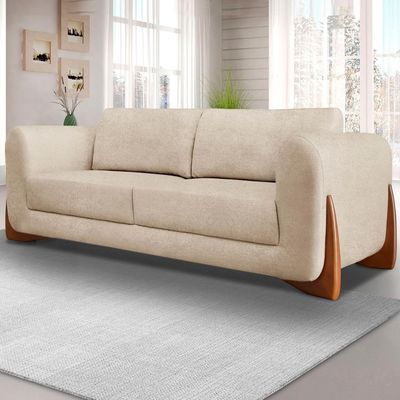 Sofa Jolie 3 Lugares 220cm Pes Boomerang Linho Boucle 3301 Ezz 3301