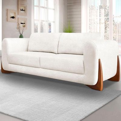 Sofa Jolie 3 Lugares 220cm Pes Boomerang Linho Boucle 3300 Ezz 3300
