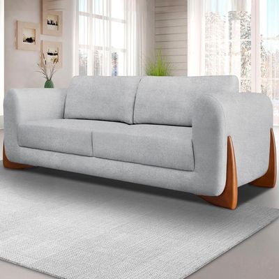 Sofa Jolie 3 Lugares 220cm Pes Boomerang Linho Boucle 3302 Ezz 3302