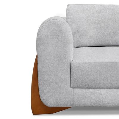 Sofa Jolie 3 Lugares 220cm Pes Boomerang Linho Boucle 3302 Ezz 3302