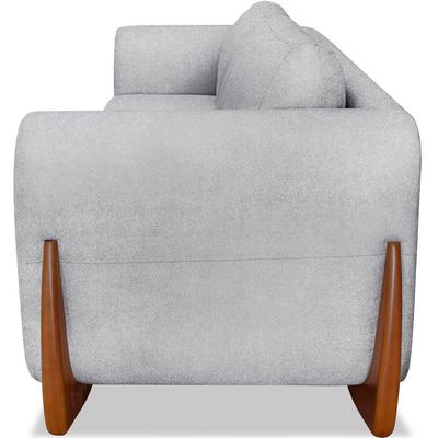 Sofa Jolie 3 Lugares 220cm Pes Boomerang Linho Boucle 3302 Ezz 3302