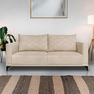 Sofa Nori 2 Lugares Pes De Ferro 180cm Linho Boucle 3301 Ezz 3301