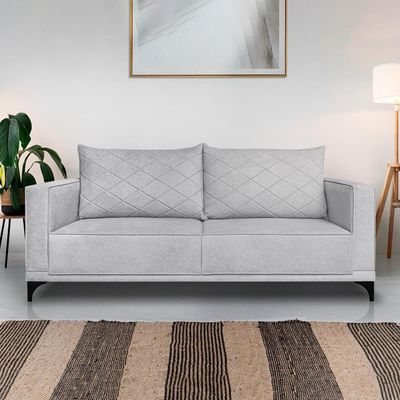 Sofa Nori 2 Lugares Pes De Ferro 180cm Linho Boucle 3302 Ezz 3302