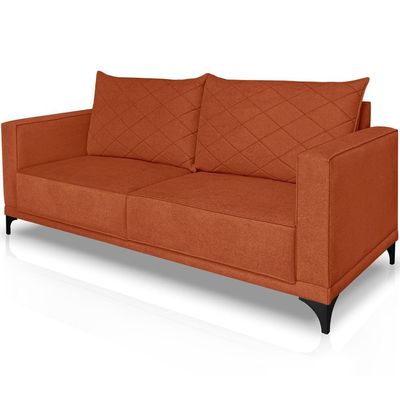 Sofa Nori 3 Lugares Pes De Ferro 220cm Linho Boucle 3303 Ezz 3303