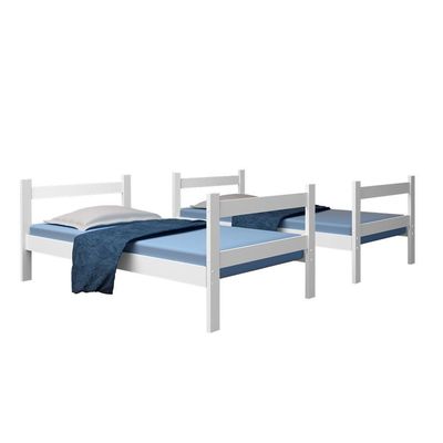 Beliche Porto Gabrielli 100% MDF Com Escada Branco Vira 2 Camas Solteiro + 2 Colchão Solteiro