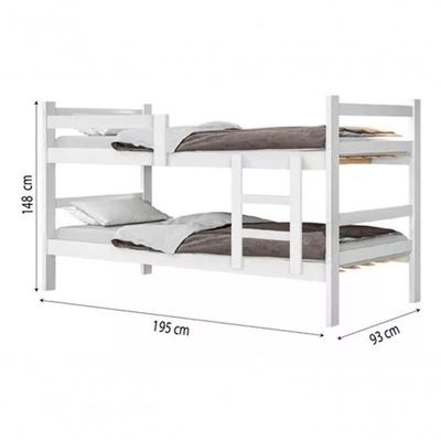 Beliche Porto Gabrielli 100% MDF Com Escada Branco Vira 2 Camas Solteiro + 2 Colchão Solteiro