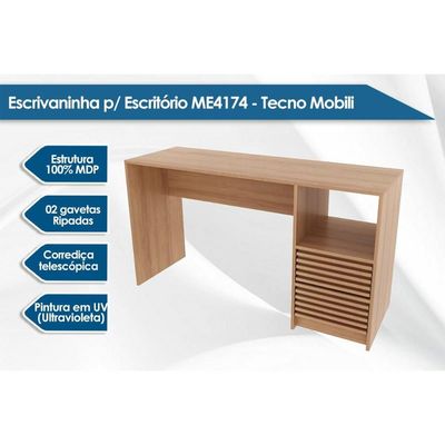 Mesa Escrivaninha Casal c/ Gaveteiro Ripado ME4174 Branco - Tecno Mobili
