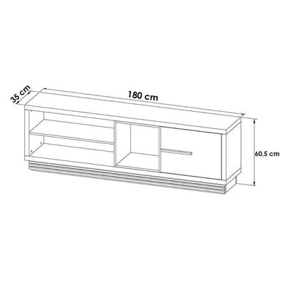 Home p/ TV até 65 Pol PL3001/RA2002 Ripado c/ 1 Porta 180x120cm Natural/Off White - Tecno Mobili