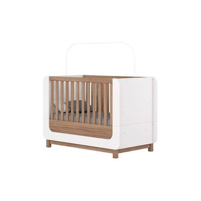 Quarto de Bebê Completo Aconchego 2 Peças (1 Guarda Roupa + 1 Berço) QI82 Branco/Jequitiba - Henn
