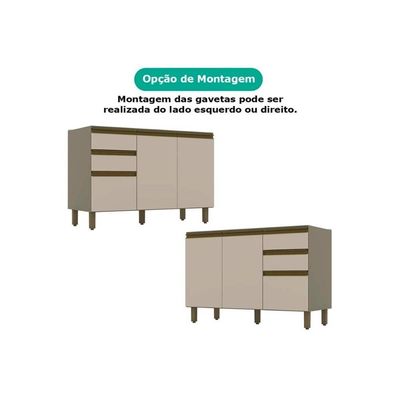 Kit de Cozinha Completa 8 Peças Connect (5Aéreos+2Balcões+1Complemento) C5P68 Duna/Cristal - Henn