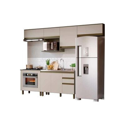 Kit de Cozinha Completa 8 Peças Connect (5Aéreos+2Balcões+1Complemento) C5P68 Duna/Cristal - Henn