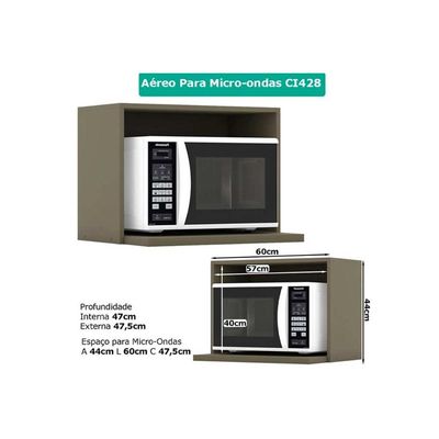 Kit de Cozinha Completa 8 Peças Connect (5Aéreos+2Balcões+1Complemento) C5P68 Duna/Cristal - Henn