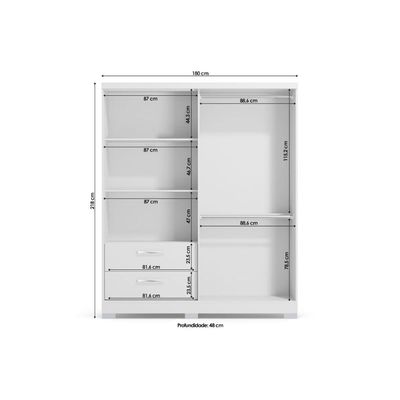 Guarda Roupa 2 Peças (1GuardaRoupa+1Cômoda) QC105 Branco (QC12) - Kappesberg