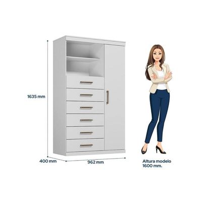 Guarda Roupa 2 Peças (1GuardaRoupa+1Cômoda) QC141 Branco - Santos Andirá