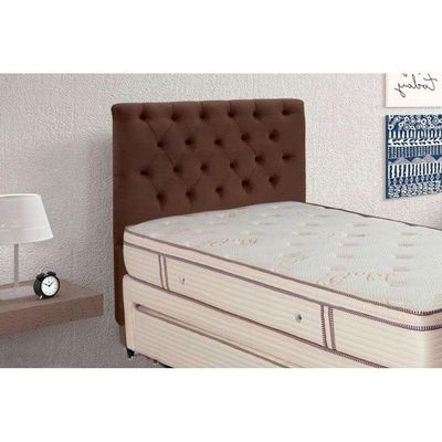Painel de Cama Box Estofada Solteiro Embaixatriz Plus Suede Marrom Taupe - Simbal