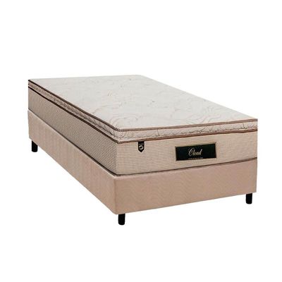 Conjunto Box Solteiro: Colchão Molas Luckspuma Ensacadas Cloud + Base CRC Suede Clean (88x188)