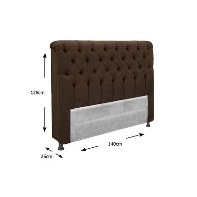 Painel de Cama Box Estofada Casal Imperatriz Plus Suede Marrom Chocolate - Simbal
