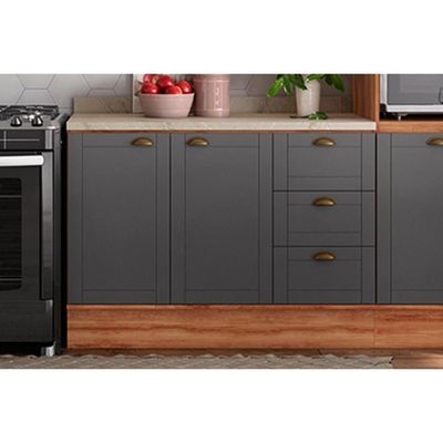 Cozinha Modulada Completa Bella 4 Peças (2Armários+1Balcão+1Paneleiro) C4P57 Branco - Carraro
