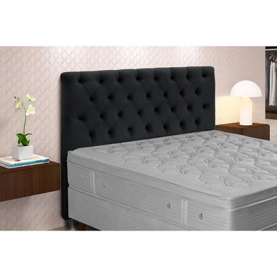 Painel de Cama Box Estofada Casal Embaixatriz Plus Suede Marrom Chocolate - Simbal